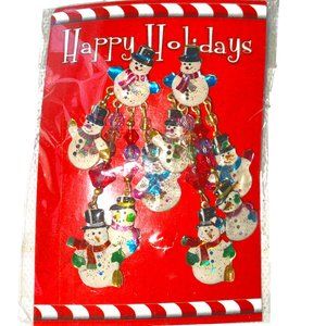 Glittery Cascade of Snowman Earrings - 3" Long